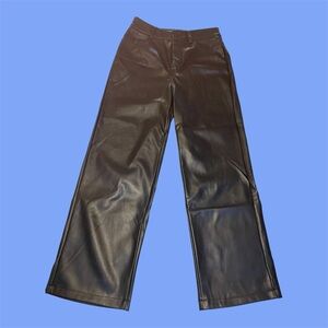 Black Faux Leather Wide Leg Pants